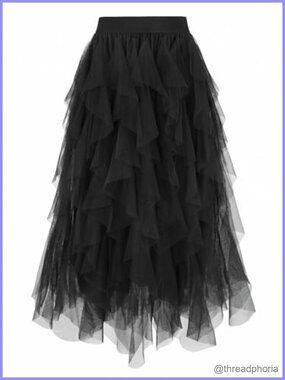 Tulle Skirt Puffy Long Tutu A Line Fairy Midi Layered Ruffle